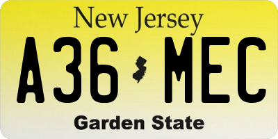 NJ license plate A36MEC