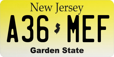 NJ license plate A36MEF