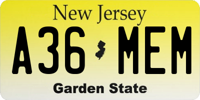 NJ license plate A36MEM
