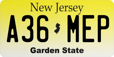 NJ license plate A36MEP
