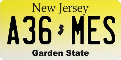 NJ license plate A36MES