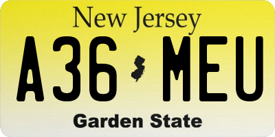 NJ license plate A36MEU