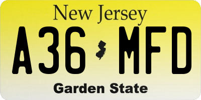 NJ license plate A36MFD