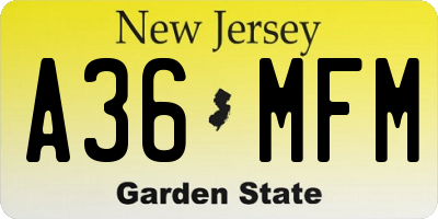 NJ license plate A36MFM