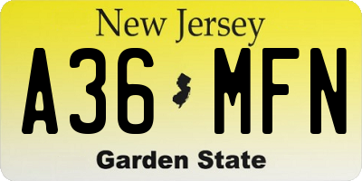 NJ license plate A36MFN