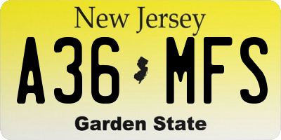 NJ license plate A36MFS