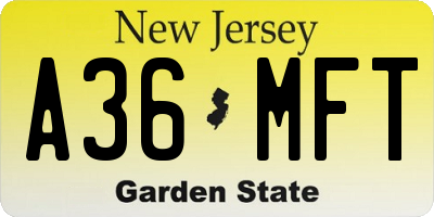 NJ license plate A36MFT