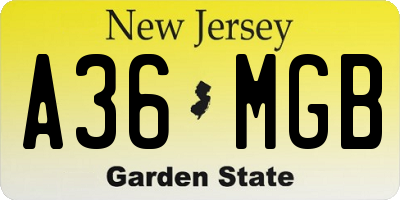 NJ license plate A36MGB