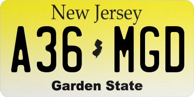 NJ license plate A36MGD