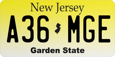 NJ license plate A36MGE