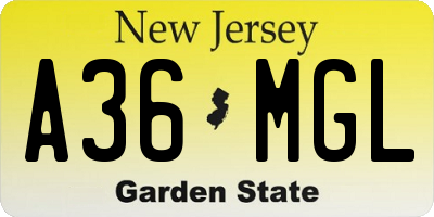NJ license plate A36MGL