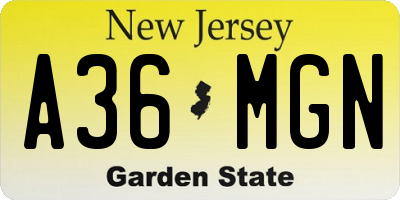NJ license plate A36MGN