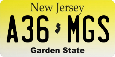 NJ license plate A36MGS