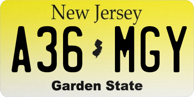 NJ license plate A36MGY
