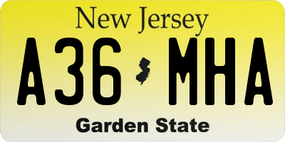 NJ license plate A36MHA