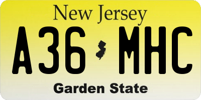 NJ license plate A36MHC