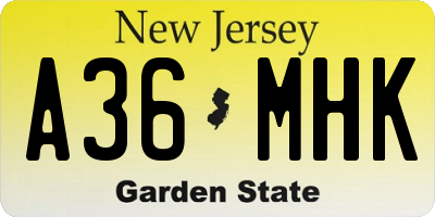 NJ license plate A36MHK