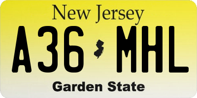 NJ license plate A36MHL