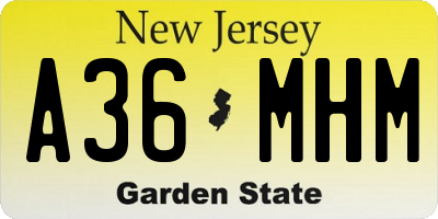 NJ license plate A36MHM