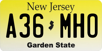 NJ license plate A36MHO