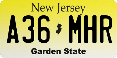 NJ license plate A36MHR