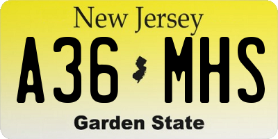 NJ license plate A36MHS