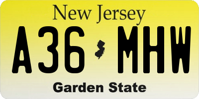 NJ license plate A36MHW