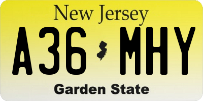 NJ license plate A36MHY
