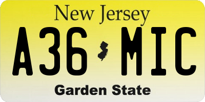 NJ license plate A36MIC