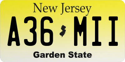NJ license plate A36MII