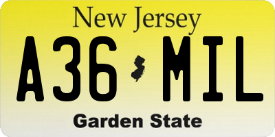NJ license plate A36MIL