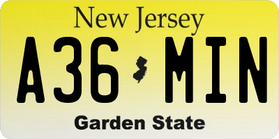 NJ license plate A36MIN
