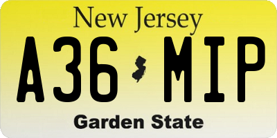 NJ license plate A36MIP
