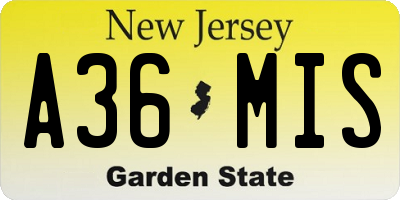 NJ license plate A36MIS