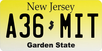 NJ license plate A36MIT