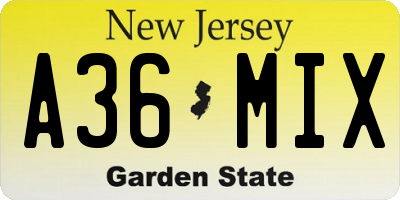NJ license plate A36MIX