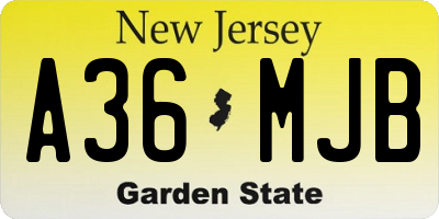 NJ license plate A36MJB