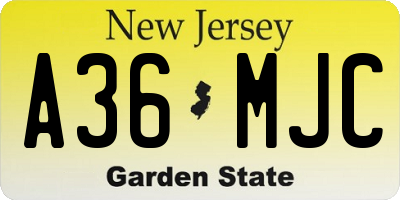 NJ license plate A36MJC