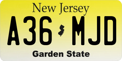 NJ license plate A36MJD