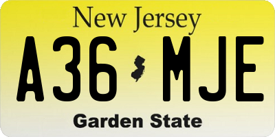NJ license plate A36MJE
