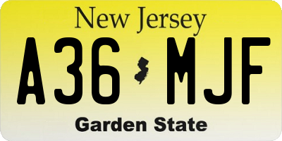 NJ license plate A36MJF