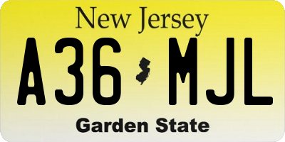 NJ license plate A36MJL