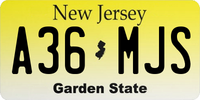 NJ license plate A36MJS