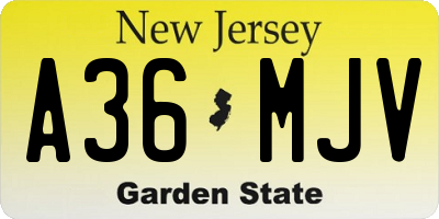 NJ license plate A36MJV