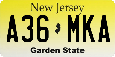 NJ license plate A36MKA