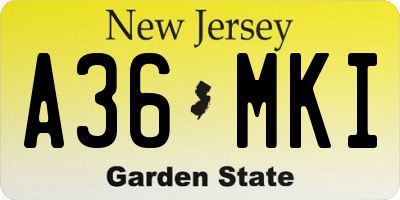 NJ license plate A36MKI