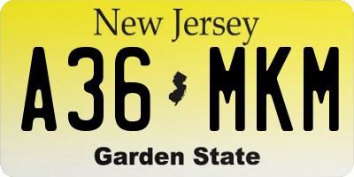 NJ license plate A36MKM