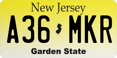 NJ license plate A36MKR