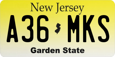 NJ license plate A36MKS