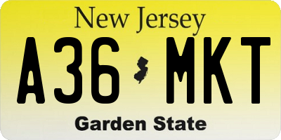 NJ license plate A36MKT